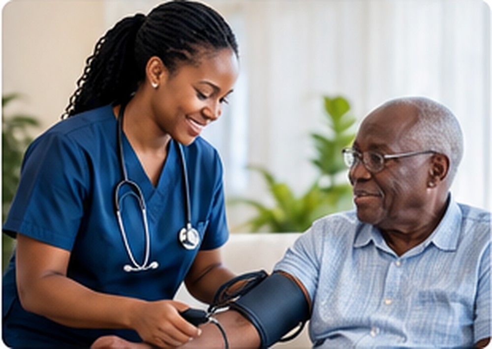 A home nursing visit with an older adult