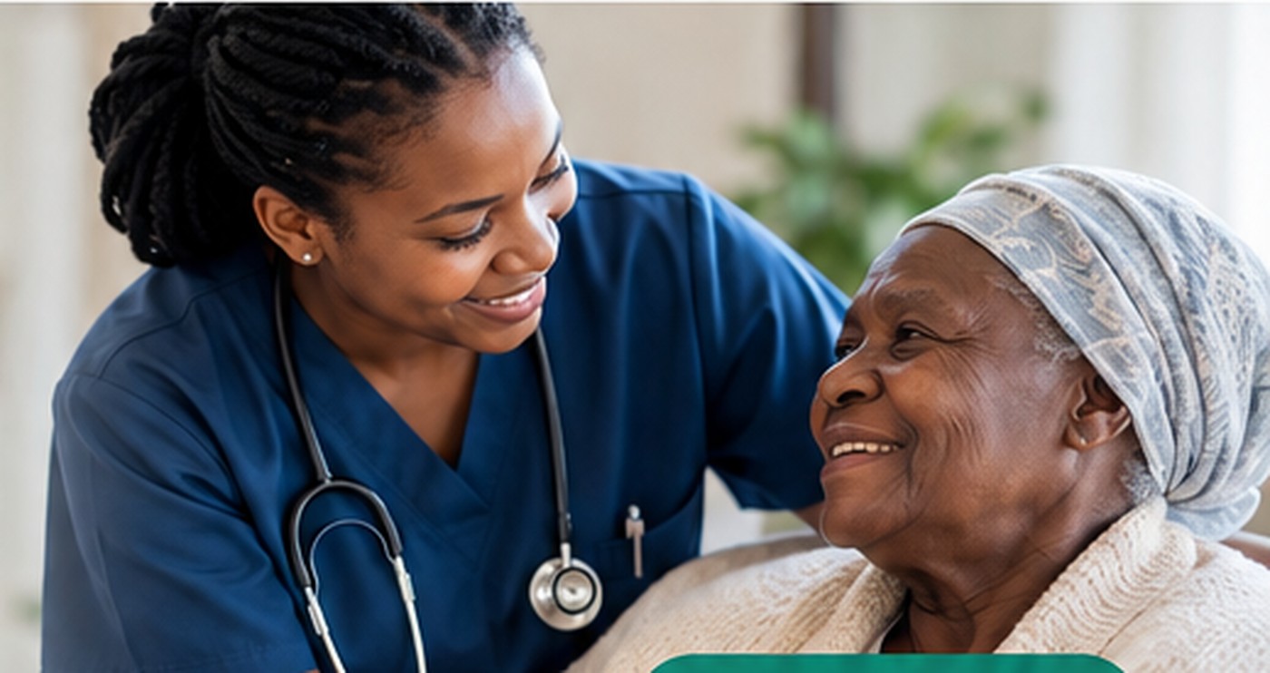 Nurse providing compassionate home care to an older adult
